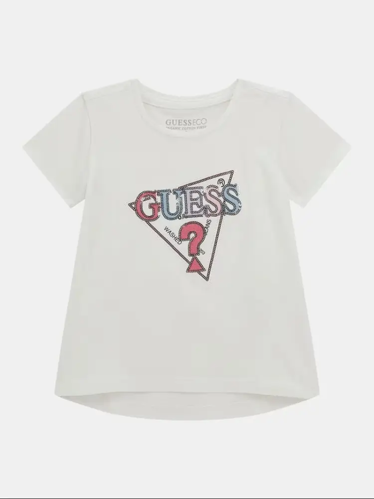 tshirt bianca bambina in cotone logo sul davanti