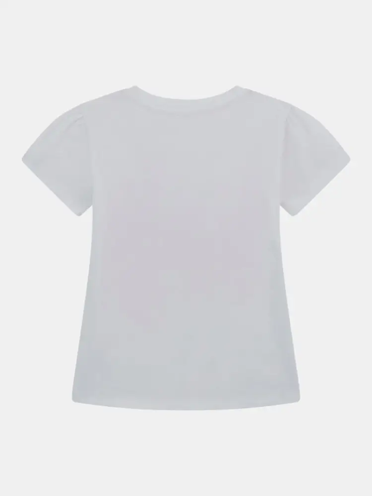 tshirt bianca bambina in cotone maxi logo sul davanti miniatura 2