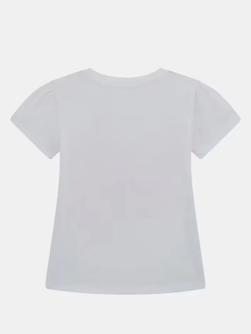 Guess tshirt bianca bambina in cotone stampa logo sul davanti miniatura 2