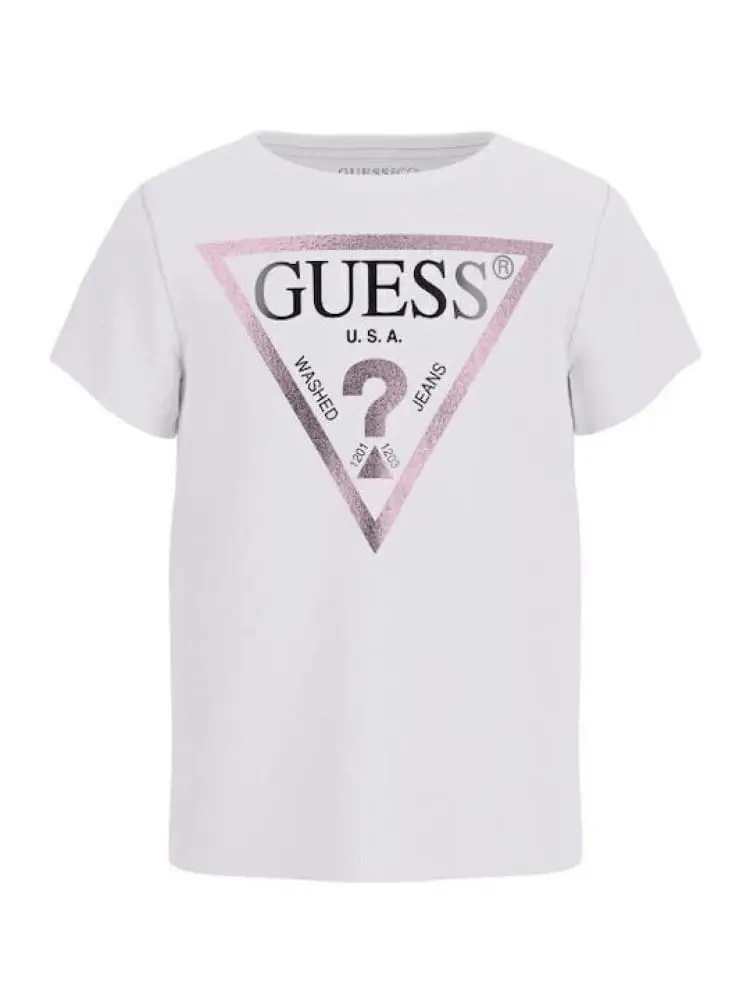 tshirt bianca bambina maxi logo