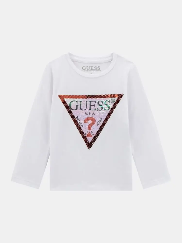 tshirt bianca bambina maxi logo