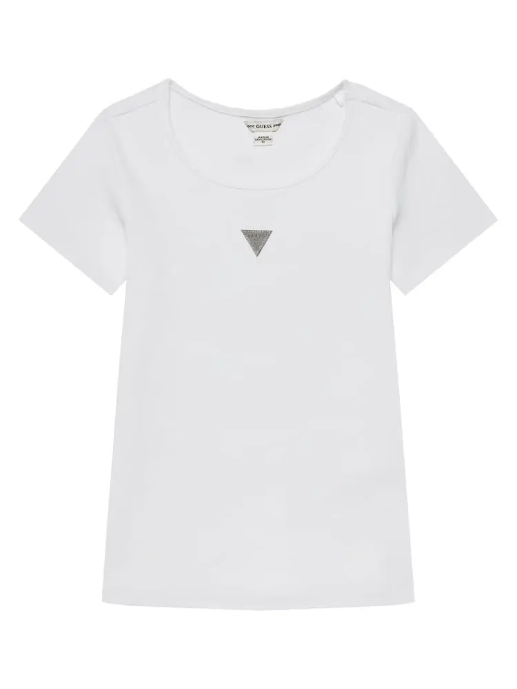 tshirt bianca bambina mini logo