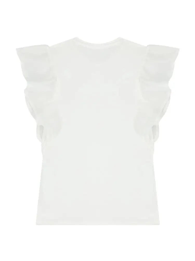 tshirt bianca bambina mini logo miniatura 2