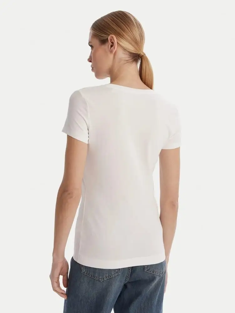 tshirt bianca donna con logo miniatura 2