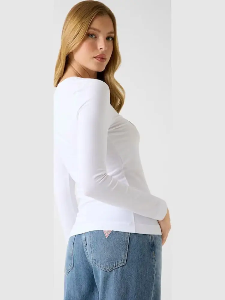 tshirt bianca donna con logo miniatura 2