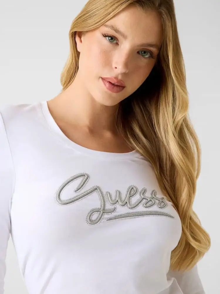 tshirt bianca donna con logo miniatura 3