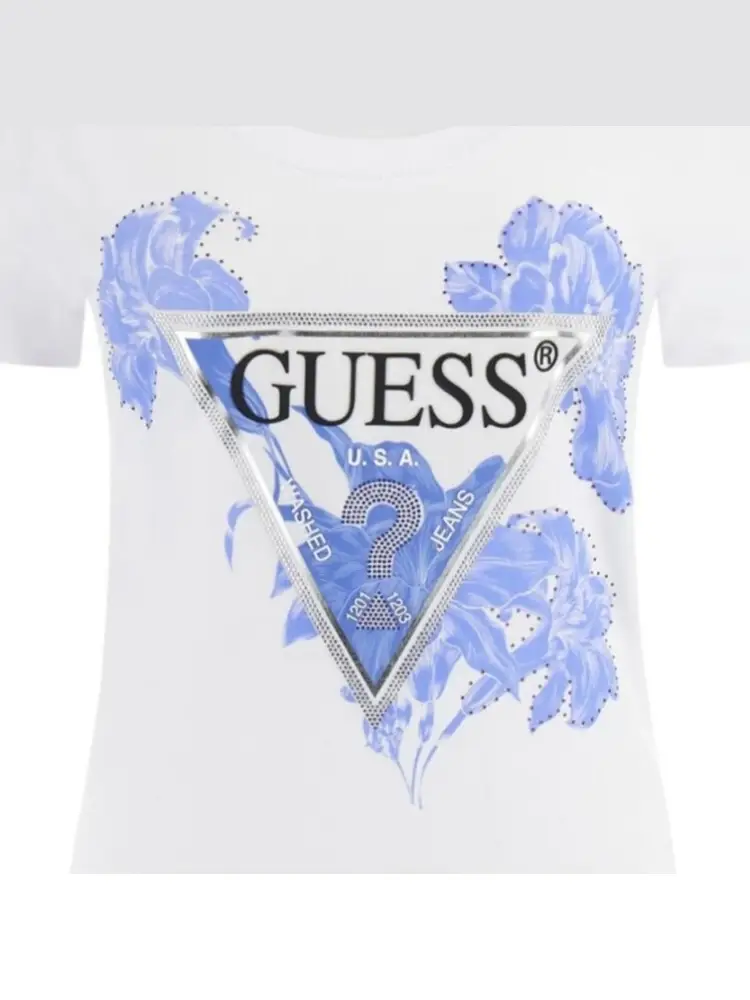 tshirt bianca donna in cotone logo a contrasto miniatura 2