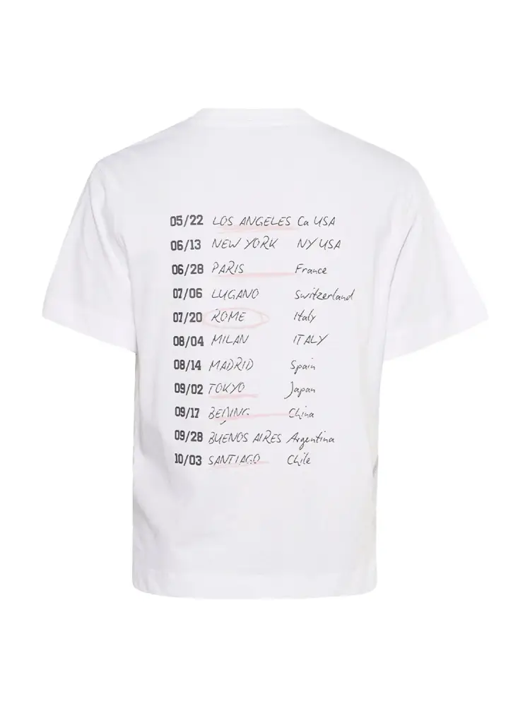 tshirt bianca donna in cotone logo con glitter sul davanti miniatura 2