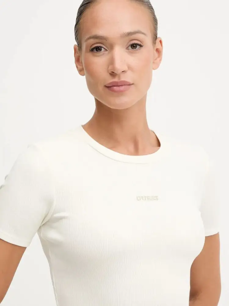 tshirt bianca donna in cotone logo sul davanti miniatura 2