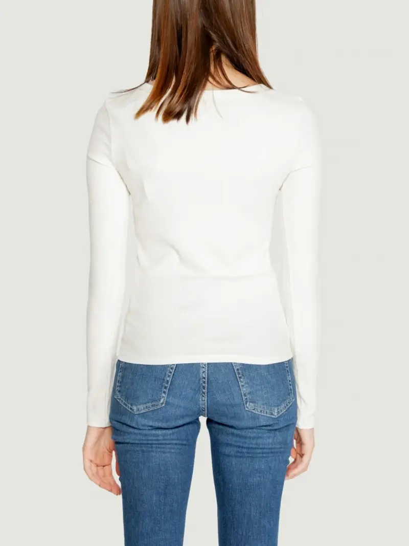 Guess tshirt bianca donna in misto viscosa mini logo sul petto miniatura 2