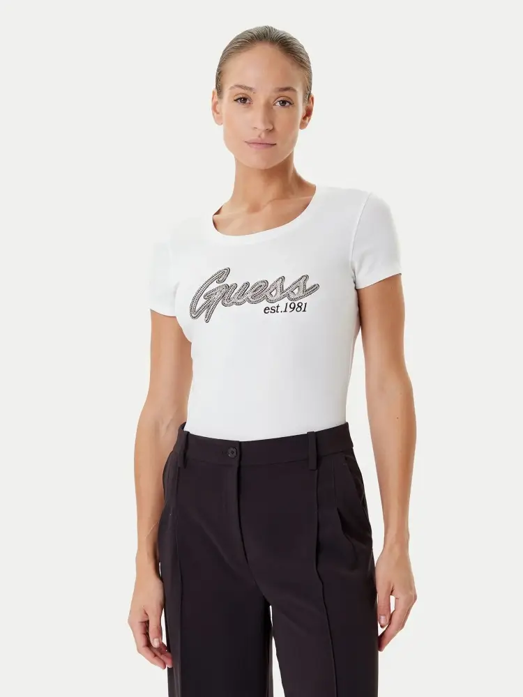 tshirt bianca donna logo sul davanti
