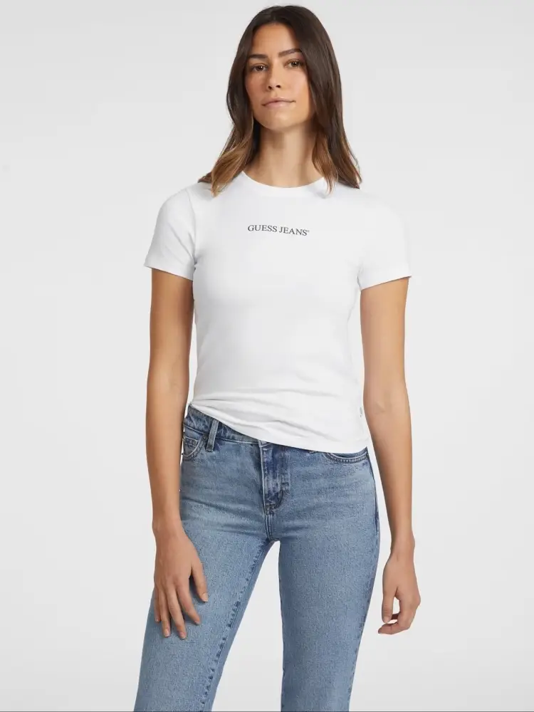tshirt bianca donna logo sul davanti