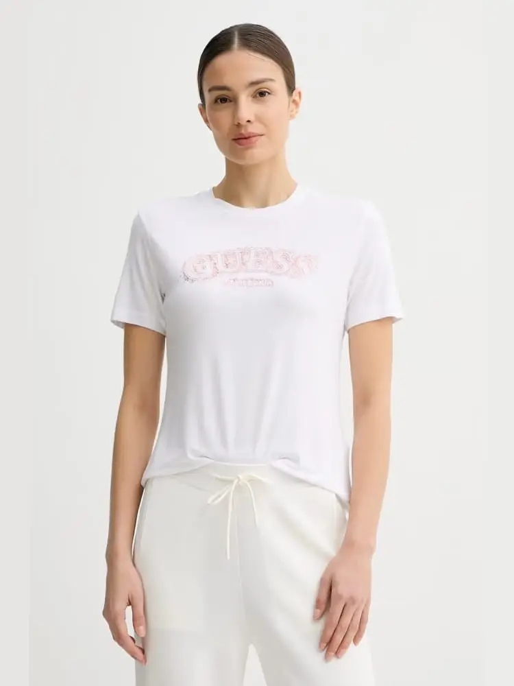 tshirt bianca donna maxi logo