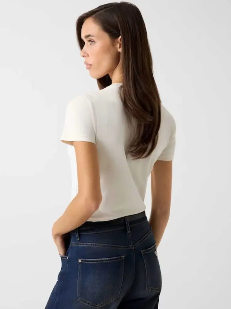 tshirt bianca donna motivo floreale miniatura 2