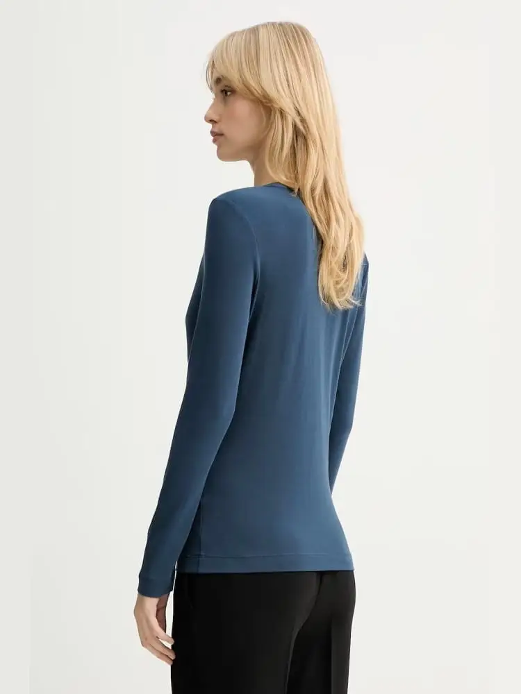 tshirt blu navy donna logo sul davanti miniatura 2