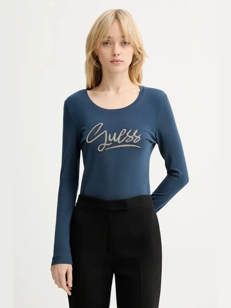 tshirt blu navy donna logo sul davanti