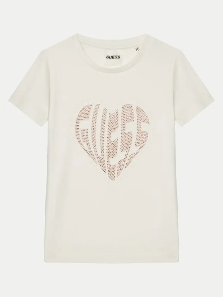 tshirt crema bambina maxi logo