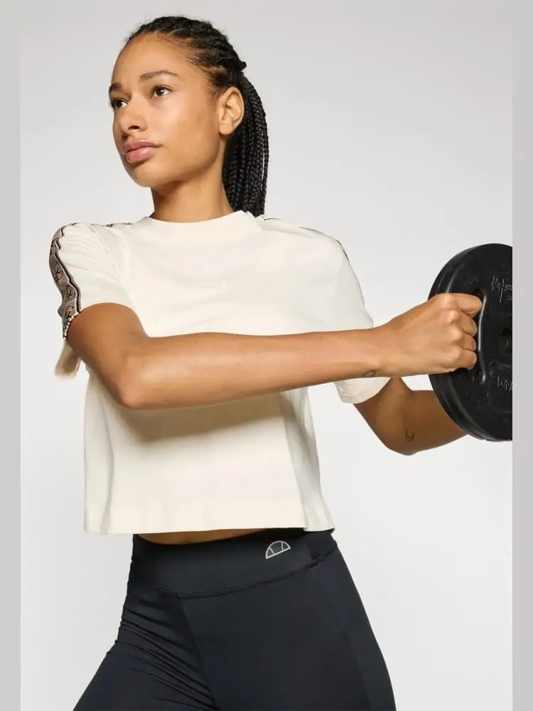 tshirt crema donna con logo miniatura 2