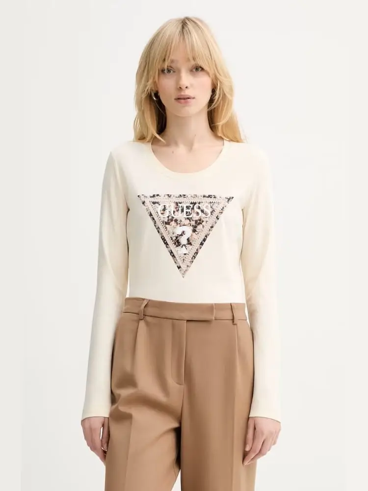 tshirt crema donna logo animalier