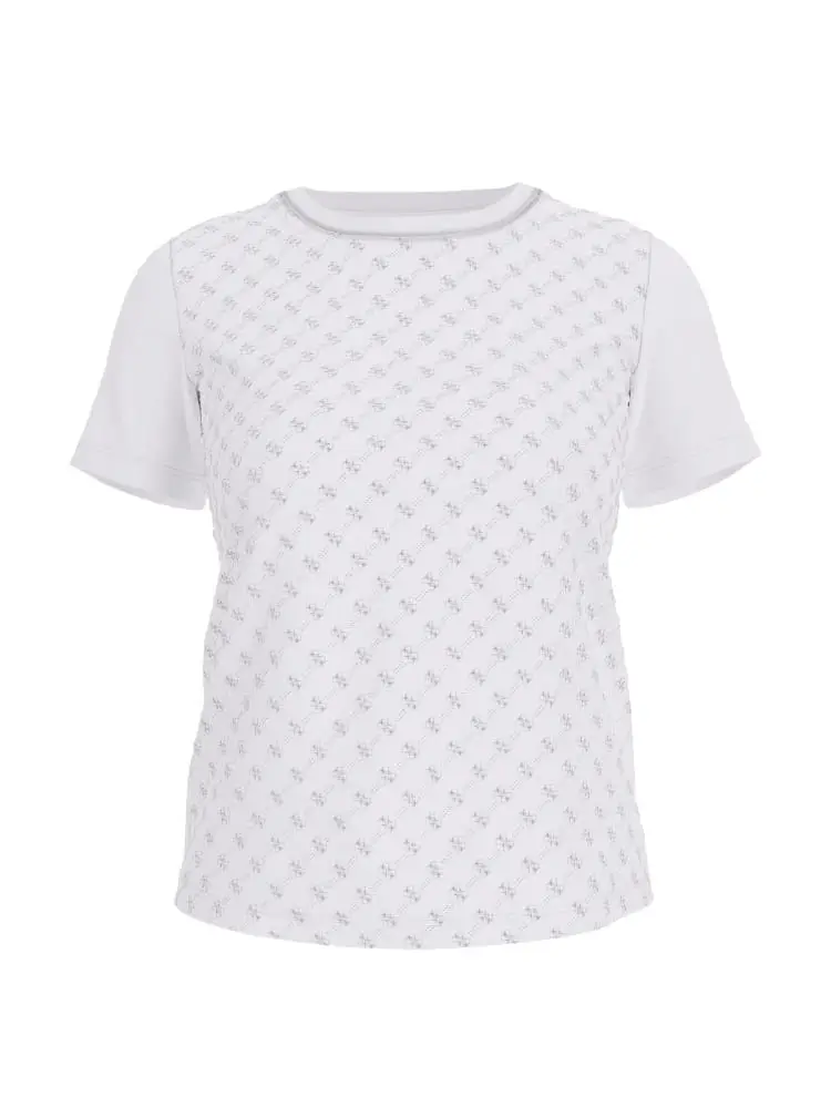 tshirt girocollo bianca con logo 4g all over davanti