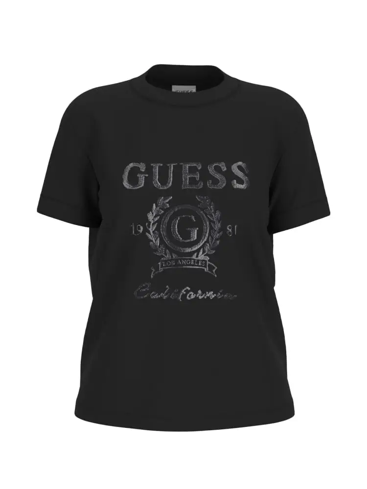 tshirt girocollo nero con big logo lettering