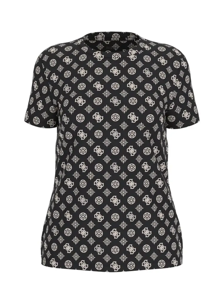 tshirt girocollo nero con logo all over 4g