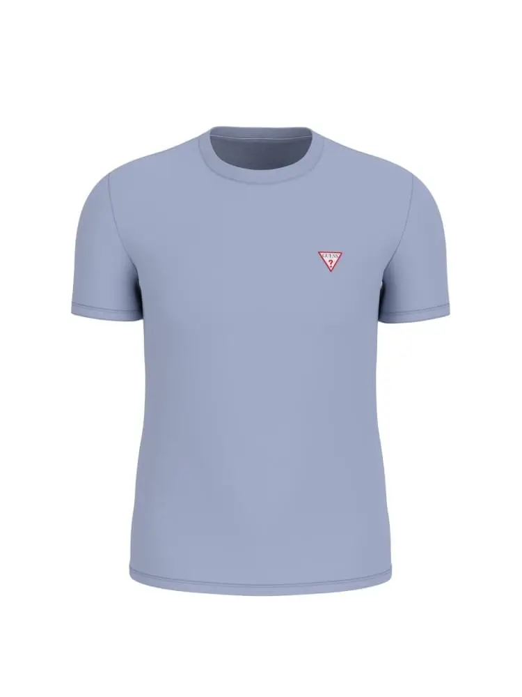 tshirt in cotone elsticizato celeste chiaro con logo patch