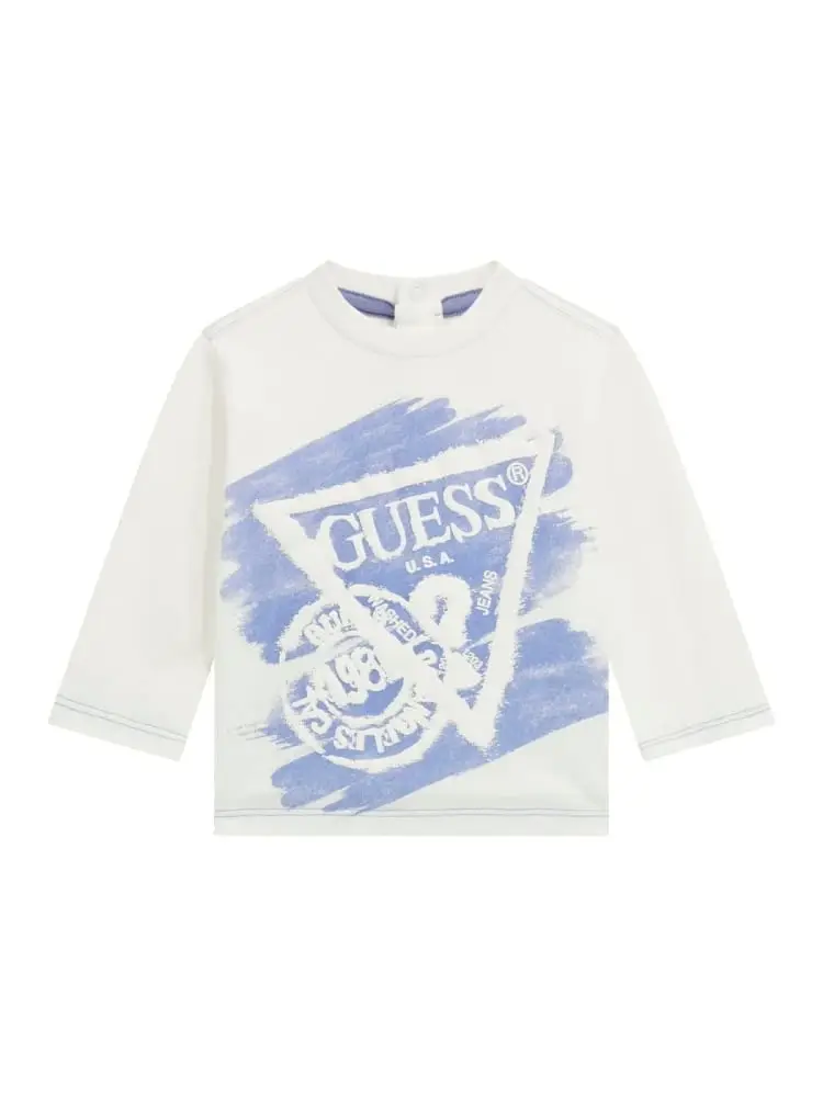 tshirt infant bianca manica lunga con big logo lettering davant