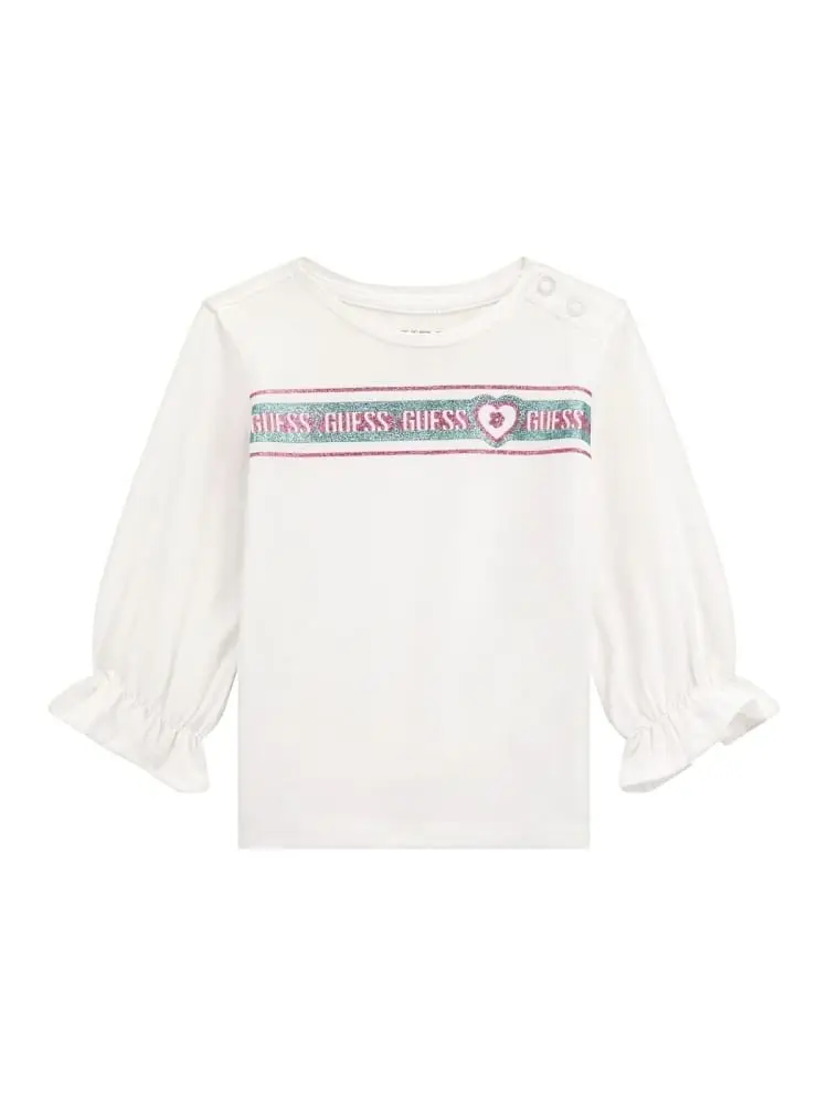 tshirt infant bianca manica lunga con stampa logo