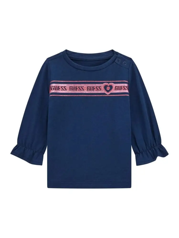 tshirt infant blue manica lunga con stampa logo