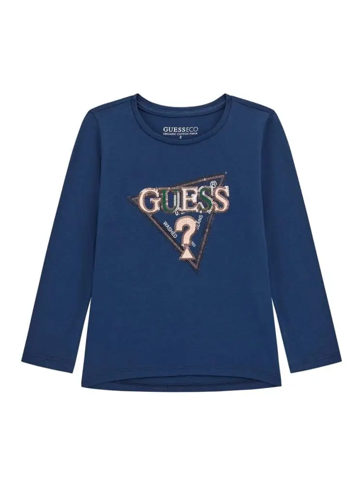 tshirt infant/kids blue manica lunga con stampa multicolor frontale