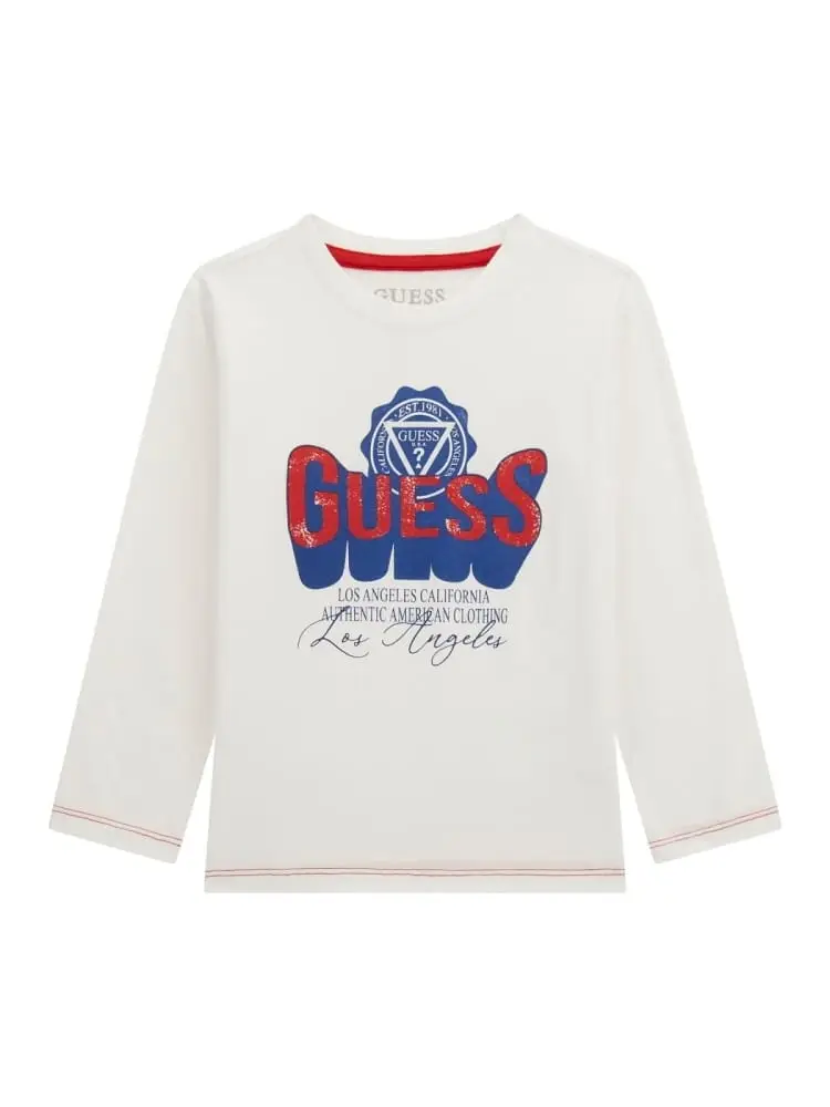 tshirt infant/kids manica lunga bianca con maxi logo all over davanti