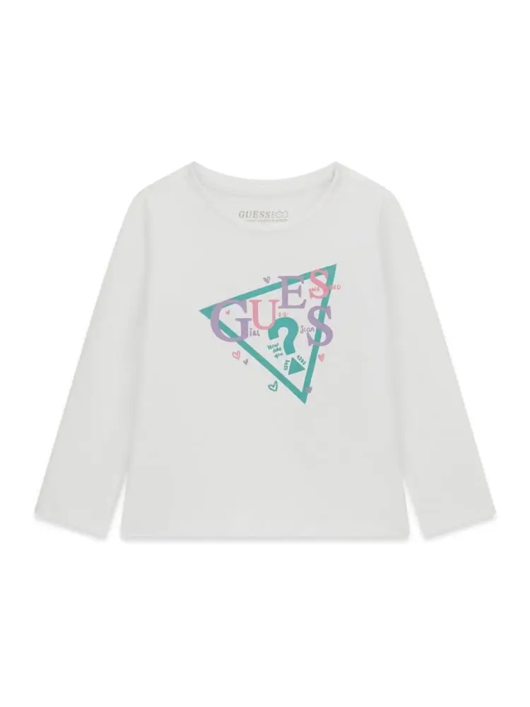 tshirt infant/kids manica lunga bianca con stampa triangolo
