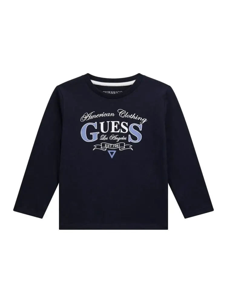 tshirt infant/kids manica lunga blue con big logo davanti