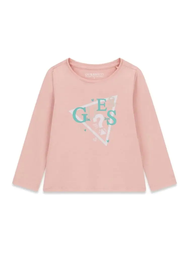 tshirt infant/kids manica lunga rosa con stampa triangolo