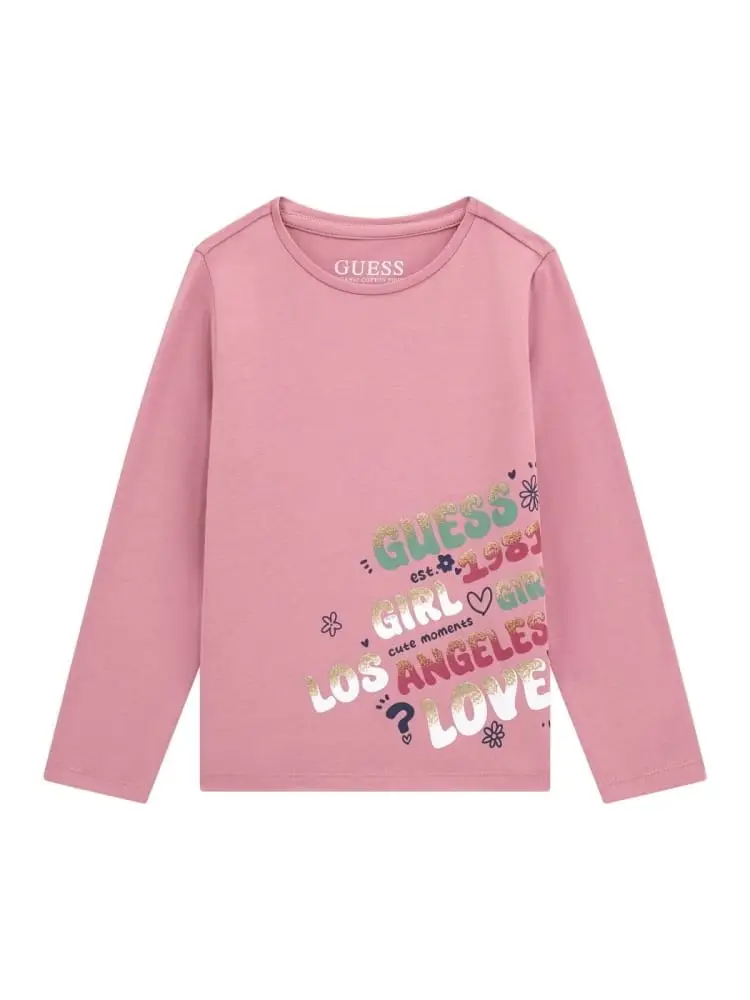 tshirt infant/kids rosa con stampa laterale glitterata