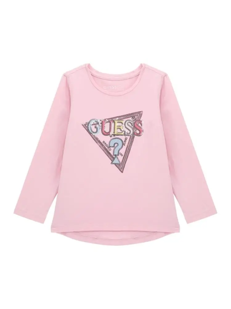 tshirt infant/kids rosa manica lunga con stampa multicolor frontale