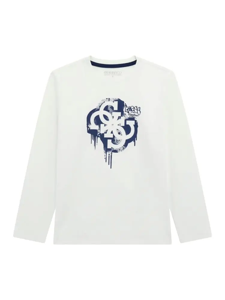 tshirt infant manica lunga con logo 3d bianca