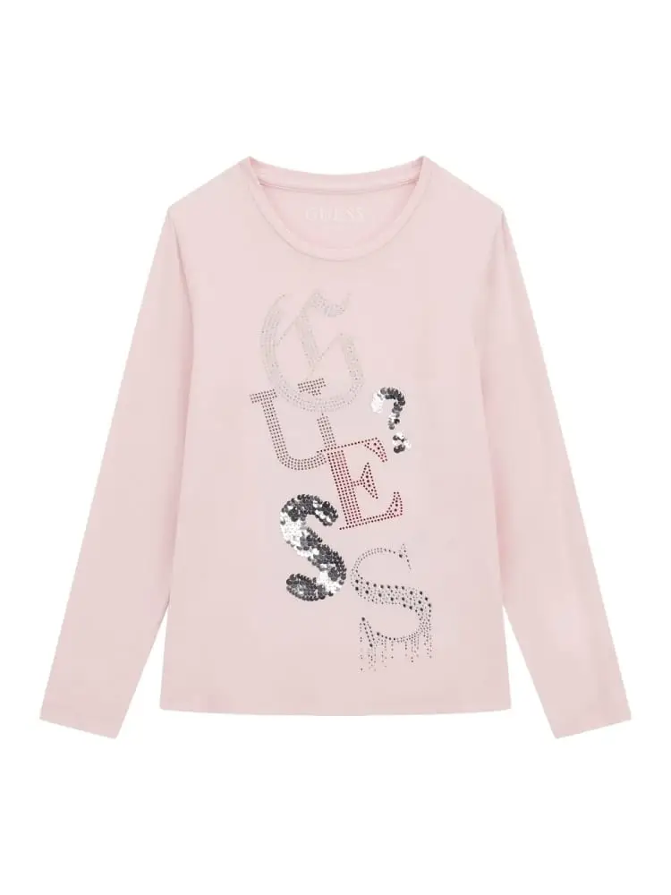 tshirt junior rosalogo con paillettes e strass