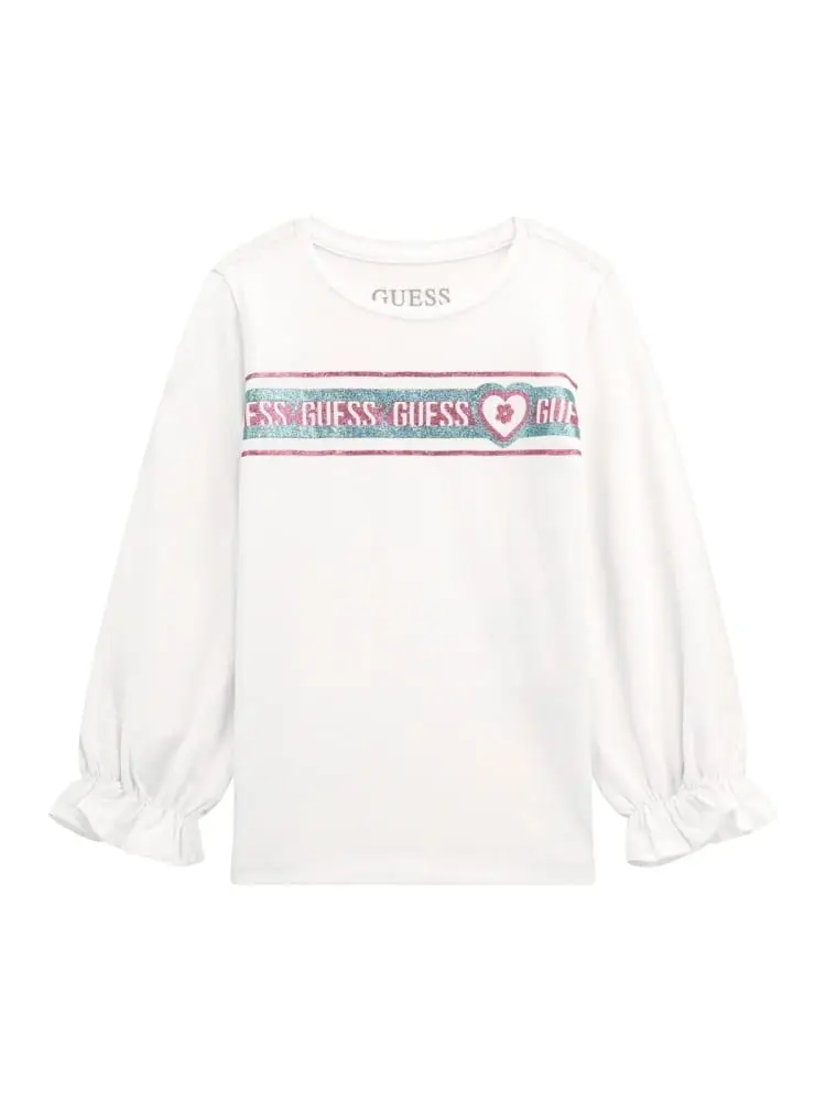 tshirt kids manica lunga bianca con stampa davanti