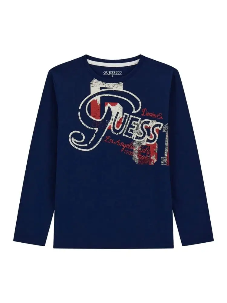 tshirt manica lunga blue con maxi stampa centrale