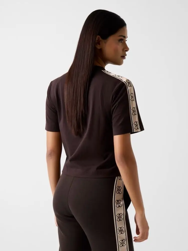 tshirt marrone donna con logo miniatura 2