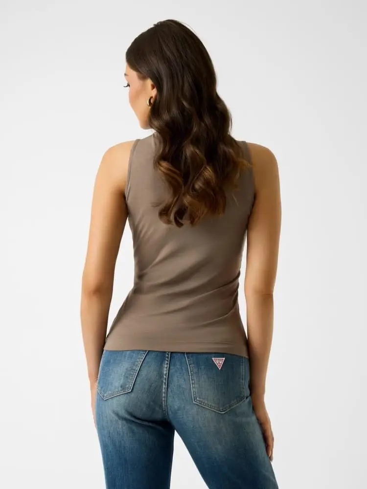 tshirt marrone donna logo all over miniatura 2