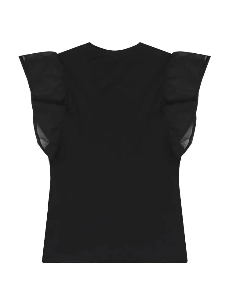 tshirt nera bambina mini logo miniatura 2