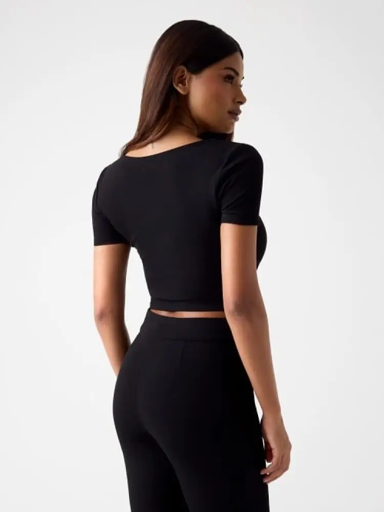 tshirt nera donna bottoni gioiello miniatura 2