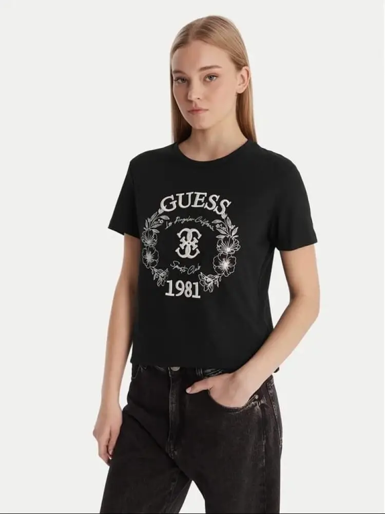 tshirt nera donna maxi logo