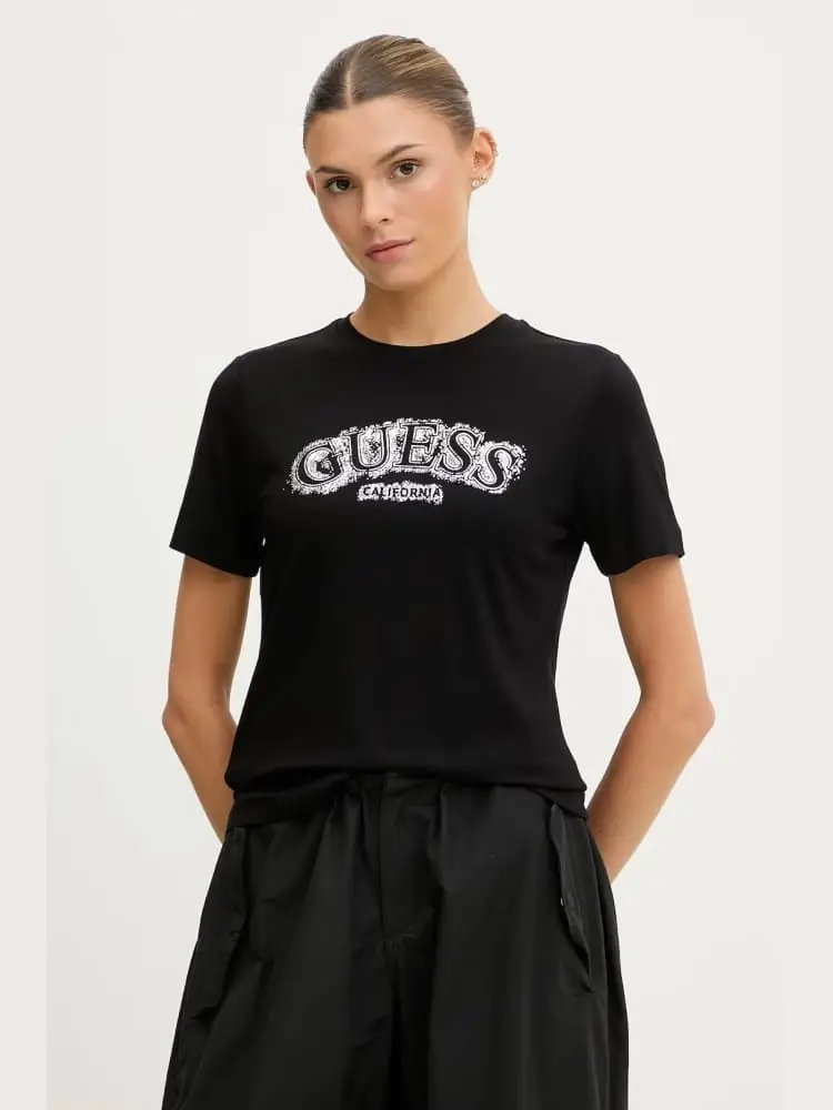 tshirt nera donna maxi logo