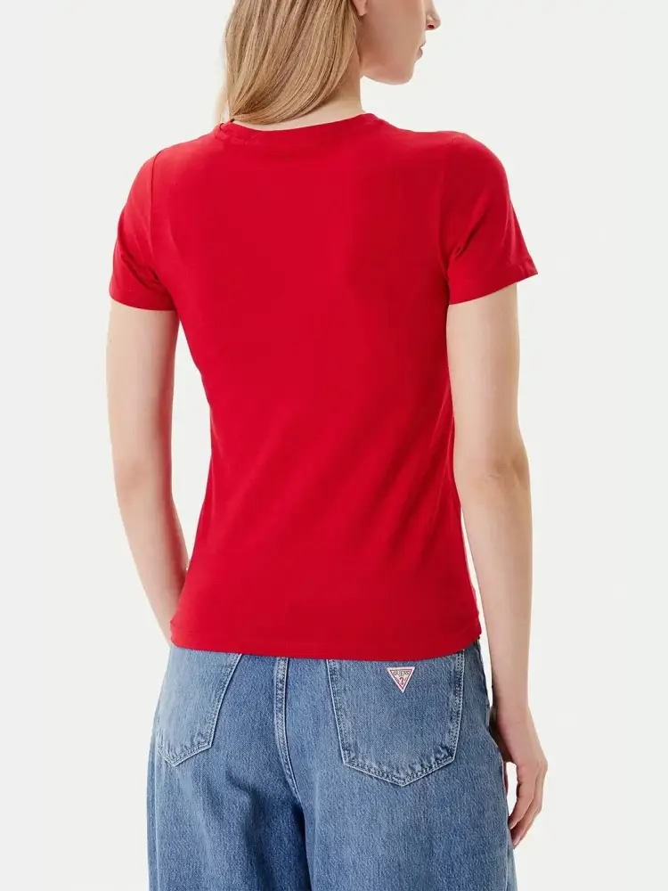 tshirt rossa donna logo sul davanti miniatura 2
