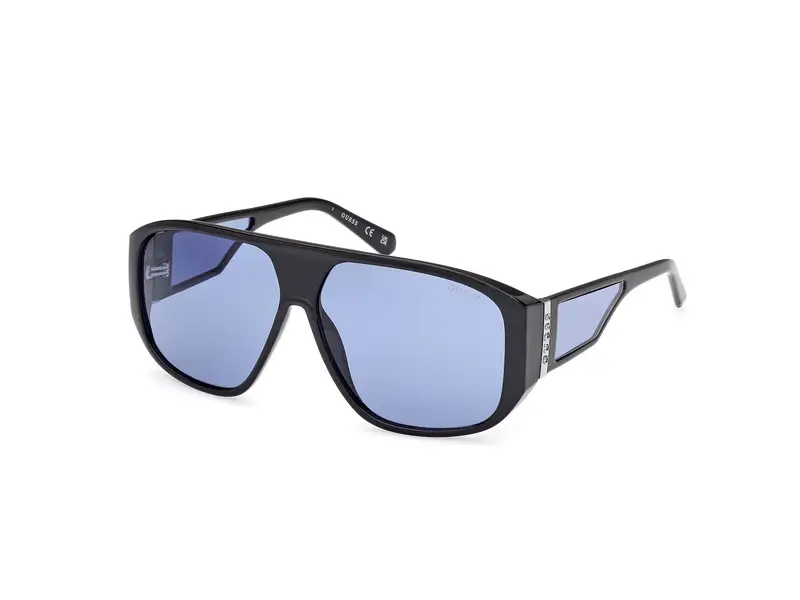 Guess Unisex GU00135 01V Occhiali da sole Iniettato Nero Blu Maschera Normale