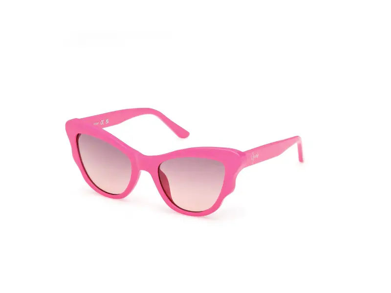 Unisex GU00228 75Z Occhiali da sole Iniettato Fucsia Viola Cat Eye Normale